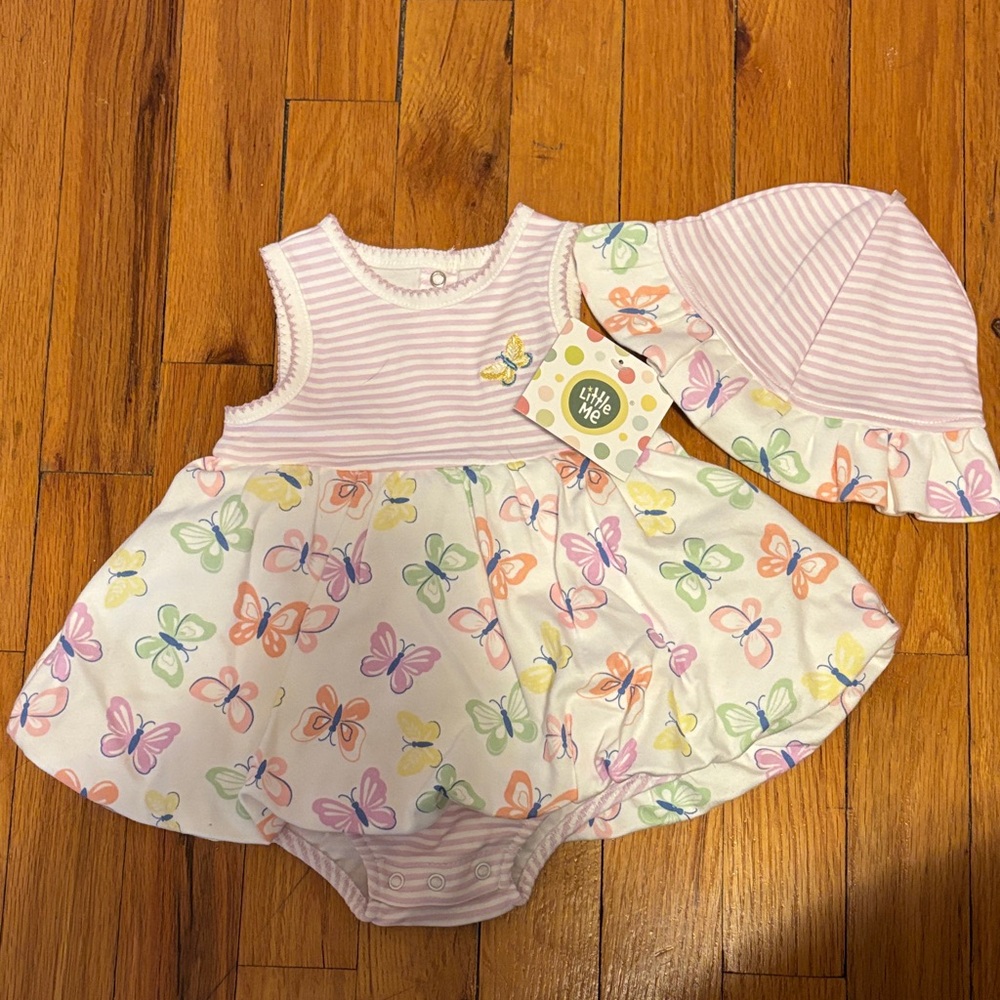 Little Me Baby Girl romper hat set